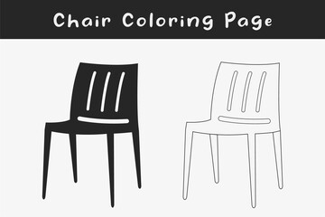 Black chair silhouettes vector line. Chair, table, bench & Seating icons set Vector illustration, Chair Coloring Page.