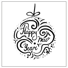 New year elements in doodle style, new year card, vector illustration