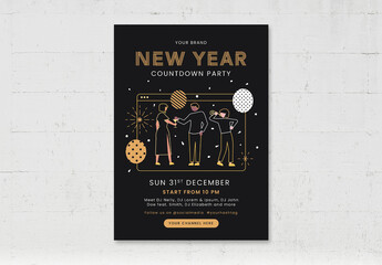 Nye New Year Virtual Office Party Flyer