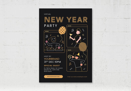 New Year Nye Virtual Office Party Flyer