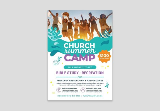 Modern Christian Church Summer Camp Flyer