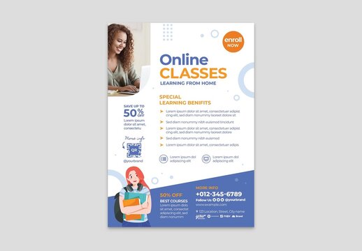 Modern Educational College Flyer for Online Classes