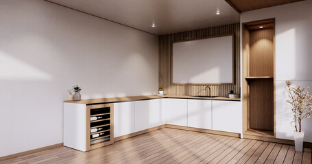 Kitchen room japanese style.3D rendering