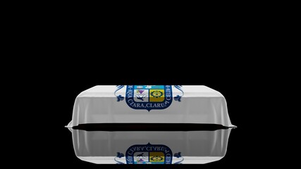 3D rendering of a casket on a Black Background covered with the Flag of Aguascalientes