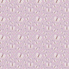 Seamless pattern with flowers, butterfly.