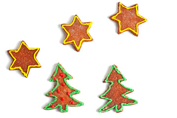  biscuits star and tree on white background