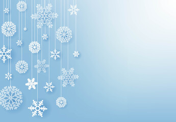 Blue Background With White Snowflakes With Gradient Mesh, Vector Illustration