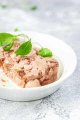 Cod liver seafood fish fat omega-3 fresh ready to eat meal snack on the table copy space food background rustic pescetarian diet