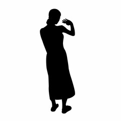 a woman waving, silhouette vector
