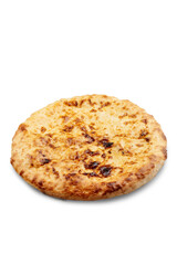 pie with cheese on a white plate