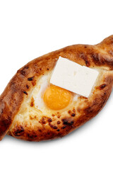 Adjarian Khachapuri Recipe on white background