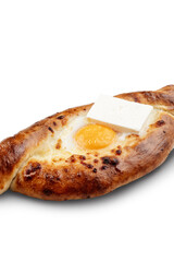 Adjarian Khachapuri Recipe on white background