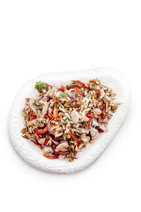 
salad on a plate on a white background