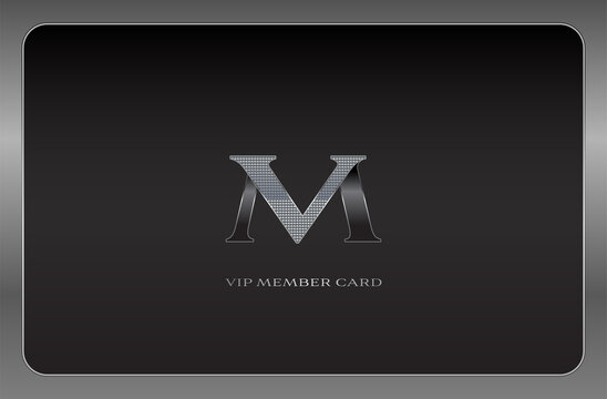 Platinum membership vip card template with monogram on dark background. For luxury clubs, boutiques, salons, casinos and other premium establishments. Vector, can be used for web and print.