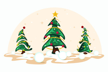 Christmas trees. decorated christmas tree, christmas tree illustration
