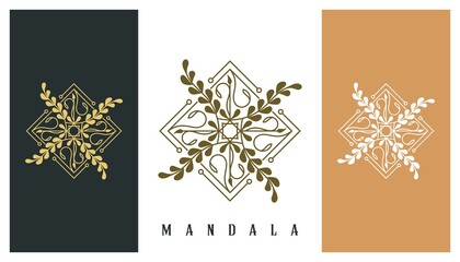 Premium Decorative Ornament Logo Design. Luxury Leaf and Linear Editable. Creative vector illustration based icon template.