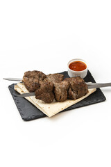 delicious beef kebab on skewers