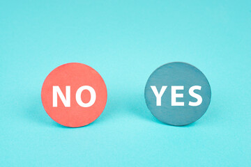 Round shape in red and blue, with the words yes and no, communication symbol, business...