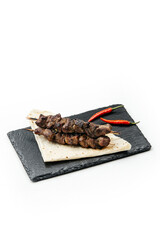 
shish kebab on white background