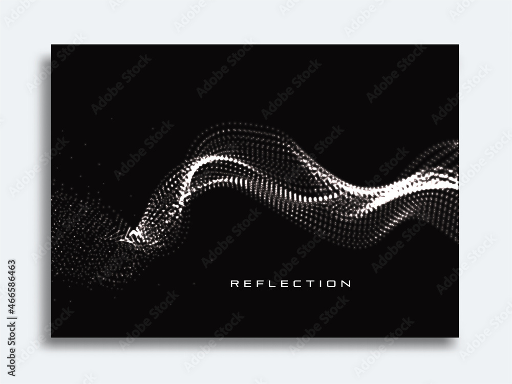 Aufkleber abstract cover page design with shiny particle wave on dark background. conceptual element design. m