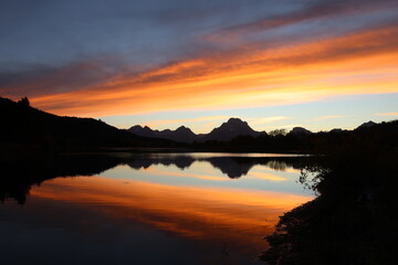 sunset over the lake, Oxbow Bent, Grand Teton National Park, Wyoming 