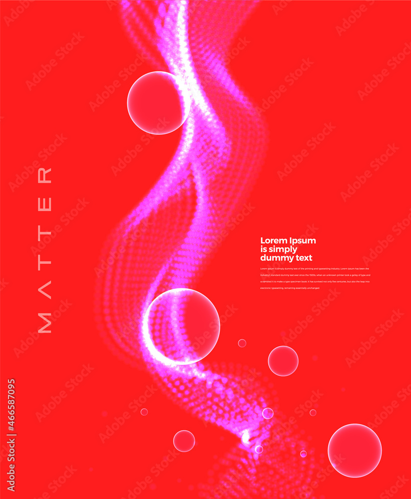 Aufkleber abstract cover page design with shiny red particle wave on dark background. conceptual element desig