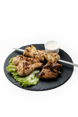 
shish kebab on white background