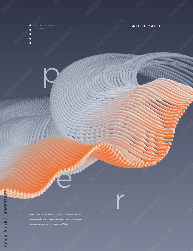 Poster abstract background with colorful emitted particle line wave. conceptual element design template. mo