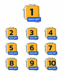 Modern simple yellow and blue color countdown timer vector design template with number day left icon