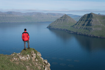 Fototapeta na wymiar Funningur fjord view on Eysturoy Island, Faroe Islands