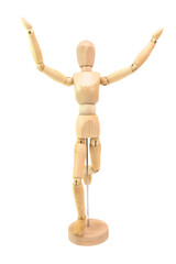 wooden human figurine depicts action