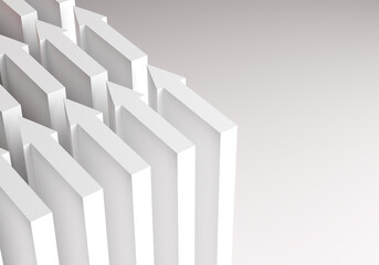 Arrows point in one direction. Concept is backward movement. Metaphor for team retreat. White business background. Business retreat. Teamwork in company. Copy space on white background. 3d rendering.