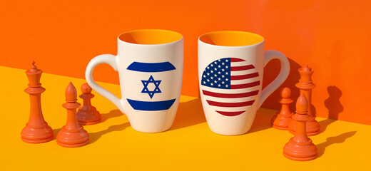 Coffee cup, Israel - US flags and diplomacy