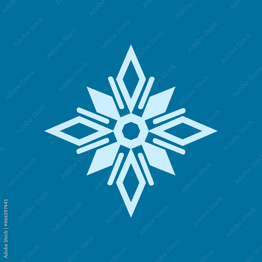 Poster abstract snowflake white single object, design element isolated on white background. christmas objec