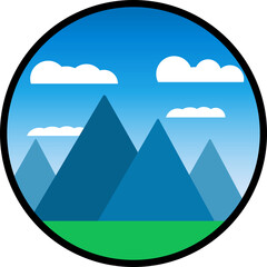 Round logo design element with mountains - Vector Illustration