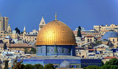 The Dome on The Rock at Jerusalem in Israel.