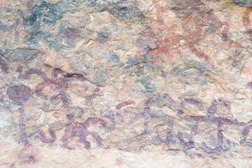 cave paintings drawings in a cave in the sierra of guara, spain