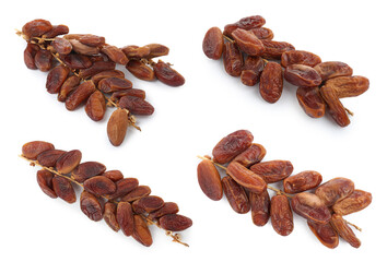 Set with sweet dried dates on white background