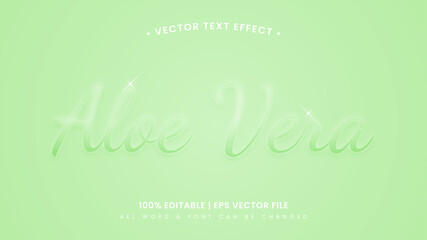 Aloe vera glass morph 3d Text Style Effect. Editable illustrator text style.