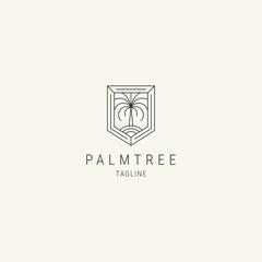 Palm tree line logo template