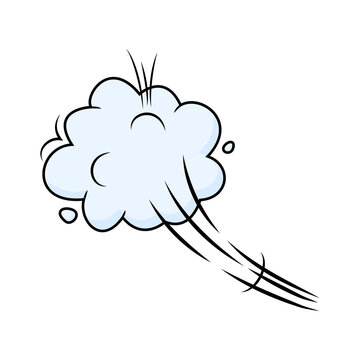 Comic speed vector cloud. Catroon motion puff effect explosion bubble, jumps with smoke or dust. Fun illustration
