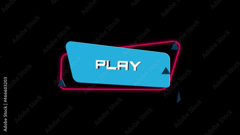 Fototapete 3d animation text Play on trendy flat geometric banner. Flying and rotating object. 4K Video motion graphic animation.