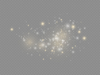 White dust sparks and star, light effect. - obrazy, fototapety, plakaty