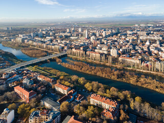 Aerial view of City of Plovdiv, Bulgaria