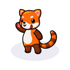 Cute little red panda cartoon standing