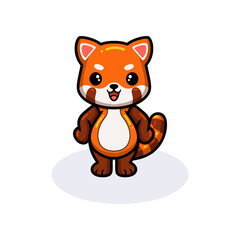 Obraz na płótnie Canvas Cute little red panda cartoon standing