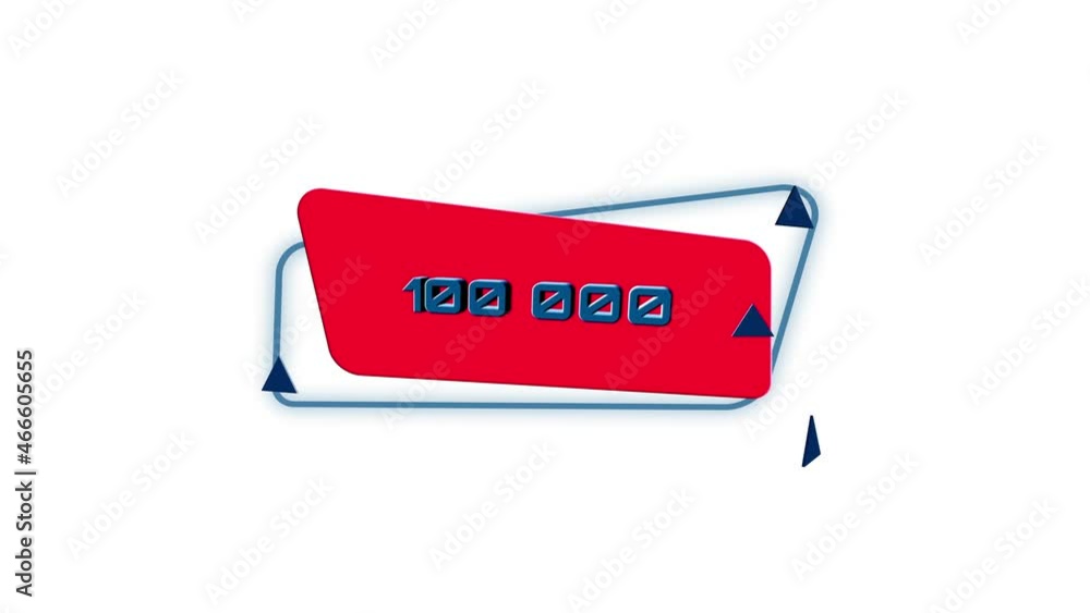 Fototapete 3d animation 100k number on trendy flat geometric banner. 100000 subscribers. flying and rotating ob