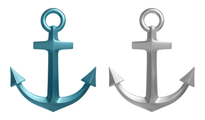 Realistic blur and metallic color anchor set. Vector illustration. - obrazy, fototapety, plakaty