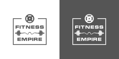 logo athletic club for bodybuilding, powerlifting, weightlifting, crossfit and fitness training. Barbell club logo vintage design isolated on background. Emblem for gym and heavy training of strongman