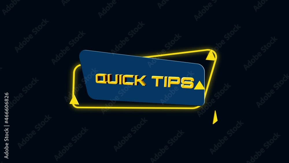 Aufkleber 3d animation text quick tips on trendy flat geometric banner. flying and rotating object. 4k video m